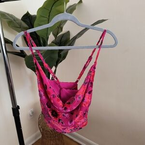 Nasty Gal Hot Pink Cowl Neck Velvet Floral Cami Top US 6 New